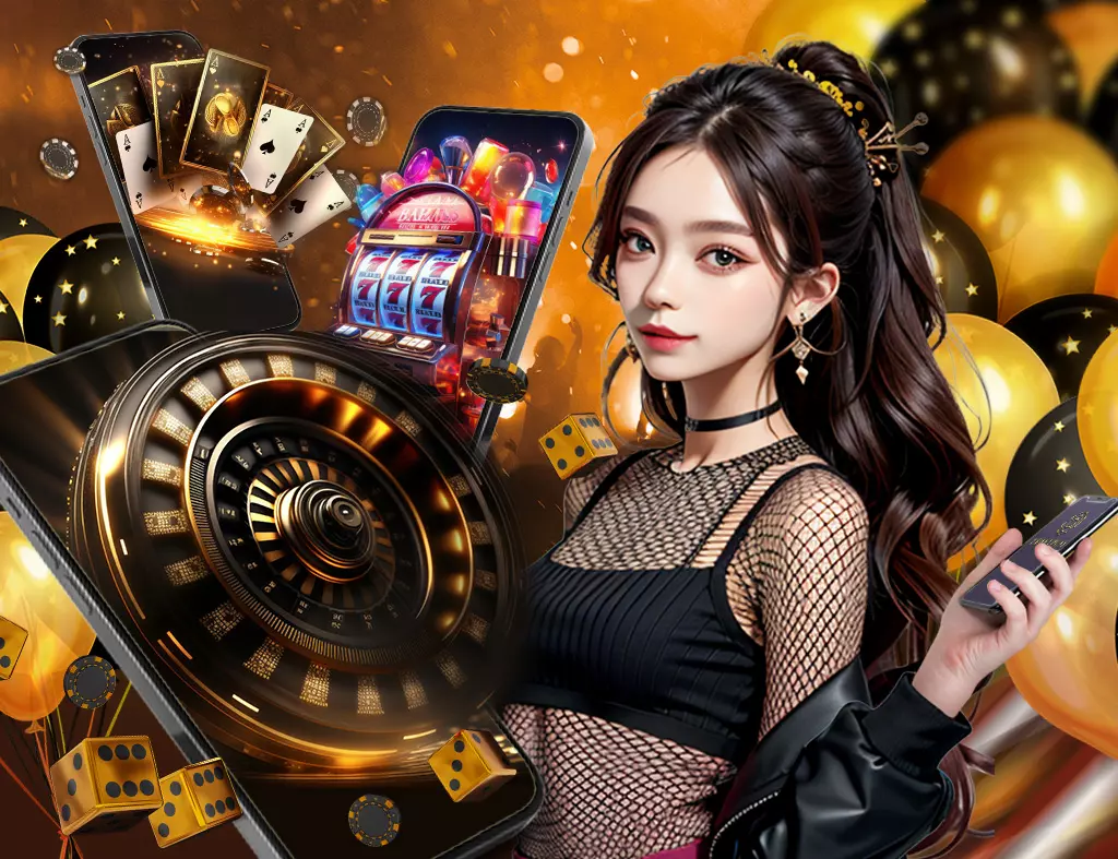 An alluring avatar paired with casino icons, capturing the excitement of joining Lawinplay register.